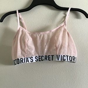 Victoria's Secret pink mesh bralette.